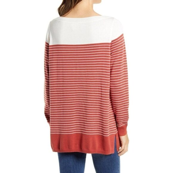 CASLON BNWT Rust Stripe Sweater Tunic Boat Neck New - Picture 7 of 7